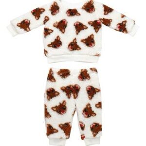 BABY STARTERS Rudolph Fleece Long Sleeve Top & Pants Set (Baby), 12M, EGRET, NWT